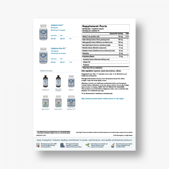 Adaptocrine Product Promo Sheet